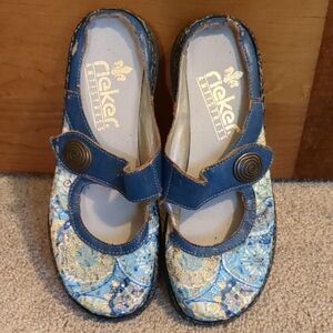 Rieker Blue Velvet Floral Shoes